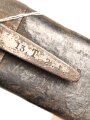 Württemberg, Scheide für Infanterie Faschinenmesser Modell 1829 , Truppenstempel auf Tragehaken, weiches Leder
