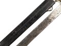 Sachsen, Faschinenmesser Modell 1845 , Truppenstempel auf Parierstange, Königskrone auf Parierstangenende, Scheide mit ungewöhnlicher Befestigung, ähnlich Bayern, jedoch passgenau, Ortblech fehlt, Leder biegsam