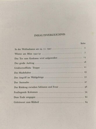 "Kampf um den Kaukasus" 63 Seiten und Bilder, datiert 1954, DIN A4