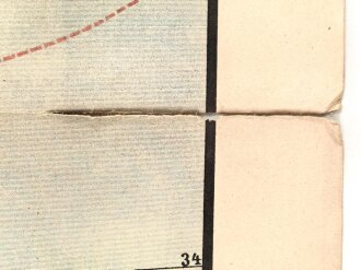 "Schlag nach über den Südosten" Tornisterschrift des Oberkommandos der Wehrmacht Heft 23, Landkarte, datiert 1941,  Maße: 100 x 70 cm gebraucht