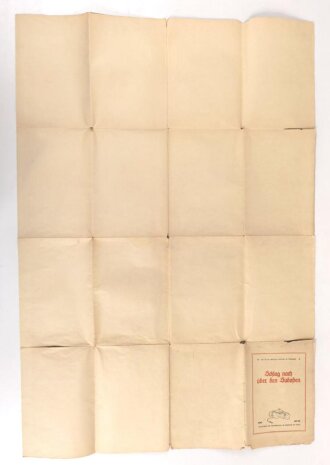 "Schlag nach über den Südosten" Tornisterschrift des Oberkommandos der Wehrmacht Heft 23, Landkarte, datiert 1941,  Maße: 100 x 70 cm gebraucht