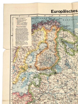 "Europäisches Rußland" Tornisterschrift des Oberkommandos der Wehrmacht Heft 51, Landkarte, datiert 1941,  Maße: 88 x 64.5 cm gebraucht