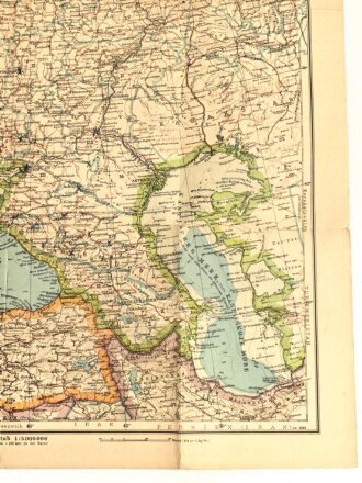 "Europäisches Rußland" Tornisterschrift des Oberkommandos der Wehrmacht Heft 51, Landkarte, datiert 1941,  Maße: 88 x 64.5 cm gebraucht