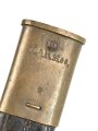 Preußen Kaiserreich, Seitengewehr Modell 1871 mit Säge, verschiedene Truppenstempel, Hersteller Kirschbaum Solingen, Lederscheide mit Knick aber fest, ungereinigt. Kammerstück von 1874