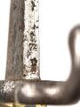 Preußen Kaiserreich, Seitengewehr Modell 1871 mit Säge, verschiedene Truppenstempel, Hersteller Kirschbaum Solingen, Lederscheide mit Knick aber fest, ungereinigt. Kammerstück von 1874