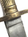 Preußen Kaiserreich, Faschinenmesser Modell 1864 U/M, Hersteller Jung & Söhne, W 72, Truppenstempel 1.M. auf Parierstange und Mundblech