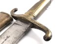 Preußen Kaiserreich, Faschinenmesser Modell 1864 U/M, Hersteller Jung & Söhne, W 72, Truppenstempel 1.M. auf Parierstange und Mundblech