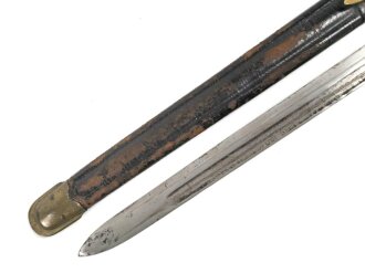 Italien, Seitengewehr Modell Carcano 1891 mit Lederscheide mit Messingbeschlägen, Hersteller Terni