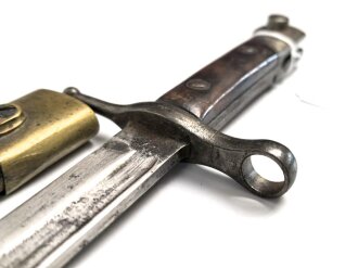 Italien, Seitengewehr Modell Carcano 1891 mit Lederscheide mit Messingbeschlägen, Hersteller Terni