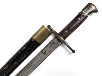 Italien, Seitengewehr Modell Carcano 1891 mit Lederscheide mit Messingbeschlägen, Hersteller Terni