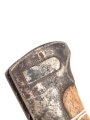 Kaiserreich, Seitengewehr Modell 1884/98 alter Art, mit Lederscheide , nummerngleicher Truppenstempel, Abnahmestempel auf Klinge W 88  und Kontrollmarken auf  Griffkasten   , Hersteller Alex Coppel Solingen, ungereinigt