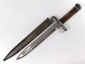 Österreich, Seitengewehr  Modell 1895 Mannlicher  für Stutzen, Eigentumstück,  Portepeeöse fehlt, Hersteller FGGY, Spitze der Klinge um ca 2 cm gekürz, Drücker fest