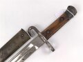 Österreich, Seitengewehr  Modell 1895 Mannlicher  für Stutzen, Eigentumstück,  Portepeeöse fehlt, Hersteller FGGY, Spitze der Klinge um ca 2 cm gekürz, Drücker fest