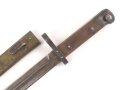 Österreich, Seitengewehr  Modell 1895 Mannlicher  für Stutzen, ohne Hilfskorn  Hersteller OEWG, Reste grüner Originallack auf Scheide