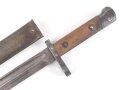 Österreich, Seitengewehr  Modell 1895 Mannlicher  für Stutzen, ohne Hilfskorn  Hersteller OEWG, Reste grüner Originallack auf Scheide