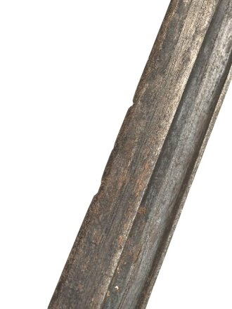 Italien, Seitengewehr Modell 1891/97 Carcano für Truppi Speziali für Gewehr Moschetto TS, Hersteller MA, Lederschride mit Messingbeschlägen, ungereinigt