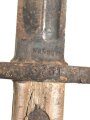 Italien, Seitengewehr Modell 1891/97 Carcano für Truppi Speziali für Gewehr Moschetto TS, Hersteller MA, Lederschride mit Messingbeschlägen, ungereinigt