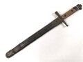 Italien, Seitengewehr Modell 1891/97 Carcano für Truppi Speziali für Gewehr Moschetto TS, Hersteller MA, Lederschride mit Messingbeschlägen, ungereinigt