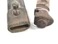 Italien, Seitengewehr Modell 1891/97 Carcano für Truppi Speziali für Gewehr Moschetto TS, Hersteller MA, Lederschride mit Messingbeschlägen, ungereinigt