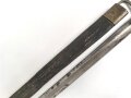 Italien, Seitengewehr Modell Vetterli 1870, Lederscheide mit Messingbeschlägen, ungereinigt, Scheide geschrumpft  ca 27 mm