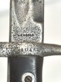 Italien, Seitengewehr Modell Vetterli 1870, Lederscheide mit Messingbeschlägen, ungereinigt, Scheide geschrumpft  ca 27 mm