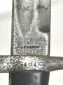 Italien, Seitengewehr Modell Vetterli 1870, Lederscheide mit Messingbeschlägen, ungereinigt, Scheide geschrumpft  ca 27 mm