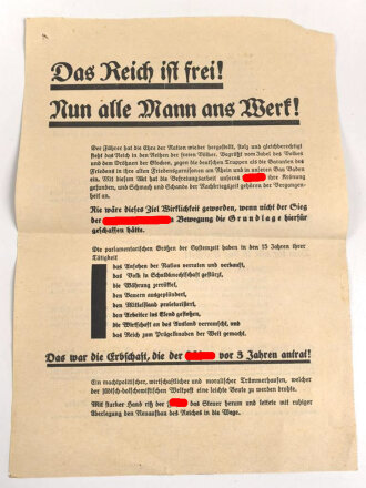 Flugblatt NSDAP Gau Baden "Das Reich ist frei! Nun...