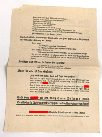 Flugblatt NSDAP Gau Baden "Das Reich ist frei! Nun...