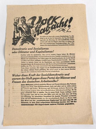 Flugblatt "Volk habacht!"Reichstagswahl,...