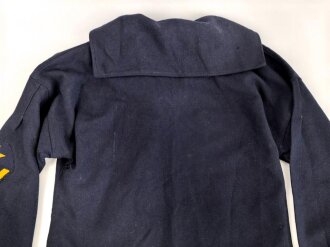 Kriegsmarine, blaues Hemd für einen Matrosengefreiten. Guter Zustand, mit Hersteller und Reichsbetriebsnummer, der Brustadler original vernäht