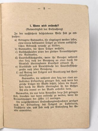 H.Dv. 395/5 "Gasabwehrdienst aller Waffen, Heft 5 Entfeuchen des Gaschutzgerätes  vom 1.8.41" 16 Seiten