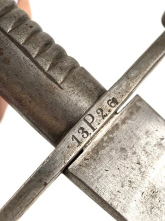 Württemberg, Faschinenmesser Modell 1829 , typisches Stahlgefäß, verschiedene Truppenstempel, ohne Herstellermarke, Lederscheide  fest, ungereinigt