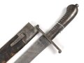 Württemberg, Faschinenmesser Modell 1829 , typisches Stahlgefäß, verschiedene Truppenstempel, ohne Herstellermarke, Lederscheide  fest, ungereinigt