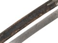 Württemberg, Faschinenmesser Modell 1829 , typisches Stahlgefäß, verschiedene Truppenstempel, ohne Herstellermarke, Lederscheide  fest, ungereinigt