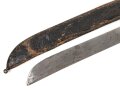 Württemberg, Faschinenmesser Modell 1829 , typisches Stahlgefäß, verschiedene Truppenstempel, ohne Herstellermarke, Lederscheide  fest, ungereinigt