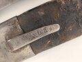 Württemberg, Faschinenmesser Modell 1829 , typisches Stahlgefäß, verschiedene Truppenstempel, ohne Herstellermarke, Lederscheide  fest, ungereinigt