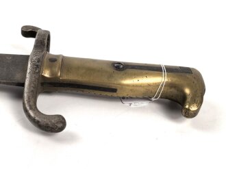 Preußen, Seitengewehr für Füsiliere  Modell 1860, ohne Scheide, Truppenstempel, Abnahmestempel auf Parierstange W 68, Solinger Herstellermarke, Klingenlänge 50,3 cm, Klinge korrodiert, ungereinigt