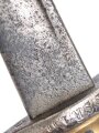Preußen, Seitengewehr für Füsiliere  Modell 1860, ohne Scheide, Truppenstempel, Abnahmestempel auf Parierstange W 68, Solinger Herstellermarke, Klingenlänge 50,3 cm, Klinge korrodiert, ungereinigt