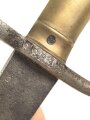 Preußen, Seitengewehr für Füsiliere  Modell 1860, ohne Scheide, Truppenstempel, Abnahmestempel auf Parierstange W 68, Solinger Herstellermarke, Klingenlänge 50,3 cm, Klinge korrodiert, ungereinigt