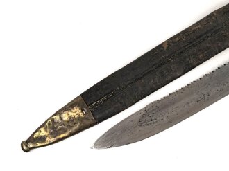 Kaiserreich, Pionierfaschinenmesser mit Säge Modell 1871 aus Modell 1860 gefertigt, Laufring ausgebuchst auf ca 17,3 mm, Suhler Hersteller