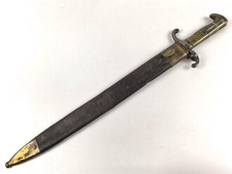 Kaiserreich, Pionierfaschinenmesser mit Säge Modell 1871 aus Modell 1860 gefertigt, Laufring ausgebuchst auf ca 17,3 mm, Suhler Hersteller