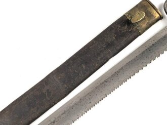 Kaiserreich, Pionierfaschinenmesser mit Säge Modell 1871 aus Modell 1860 gefertigt, Laufring ausgebuchst auf ca 17,3 mm, Suhler Hersteller