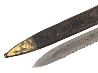 Kaiserreich, Pionierfaschinenmesser mit Säge Modell 1871 aus Modell 1860 gefertigt, Laufring ausgebuchst auf ca 17,3 mm, Suhler Hersteller