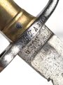Kaiserreich, Pionierfaschinenmesser mit Säge Modell 1871 aus Modell 1860 gefertigt, Laufring ausgebuchst auf ca 17,3 mm, Suhler Hersteller