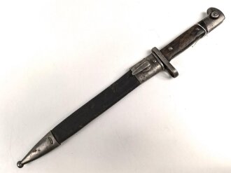 Bayern, Seitengewehr Modell 71/84 mit Säge  Hersteller Weyersberg Kirschbaum Solingen, bayrischer Truppenstempel auf Parierstange, Abnahme W 88 und L mit Krone 91 , O mit Krone, Scheidennaht offen , Leder weich