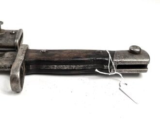 Bayern, Seitengewehr Modell 71/84 mit Säge  Hersteller Weyersberg Kirschbaum Solingen, bayrischer Truppenstempel auf Parierstange, Abnahme W 88 und L mit Krone 91 , O mit Krone, Scheidennaht offen , Leder weich