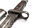 Bayern, Seitengewehr Modell 71/84 mit Säge  Hersteller Weyersberg Kirschbaum Solingen, bayrischer Truppenstempel auf Parierstange, Abnahme W 88 und L mit Krone 91 , O mit Krone, Scheidennaht offen , Leder weich