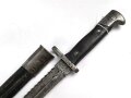 Bayern, Seitengewehr Modell 71/84 mit Säge  Hersteller Weyersberg Kirschbaum Solingen, bayrischer Truppenstempel auf Parierstange, Abnahme W 88 und L mit Krone 91 , O mit Krone, Scheidennaht offen , Leder weich