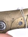 1.Weltkrieg Ersatzseitengewehr mit geriffeltem Messinggriff ohne Scheide, Reinigungsloch,  mit ausgeprägter Laufkralle und dreikantiger Klinge