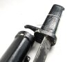 1.Weltkrieg Ersatzseitengewehr mit glattem Stahlgriff und Dillenbajonettklinge ,  ausgeprägte Laufkralle 17 mm , Klingenlänge 43,7 cm , Scheide nachgefertigt, komplett gespachtelt und nachlackiertes Stück, Drücker fest,